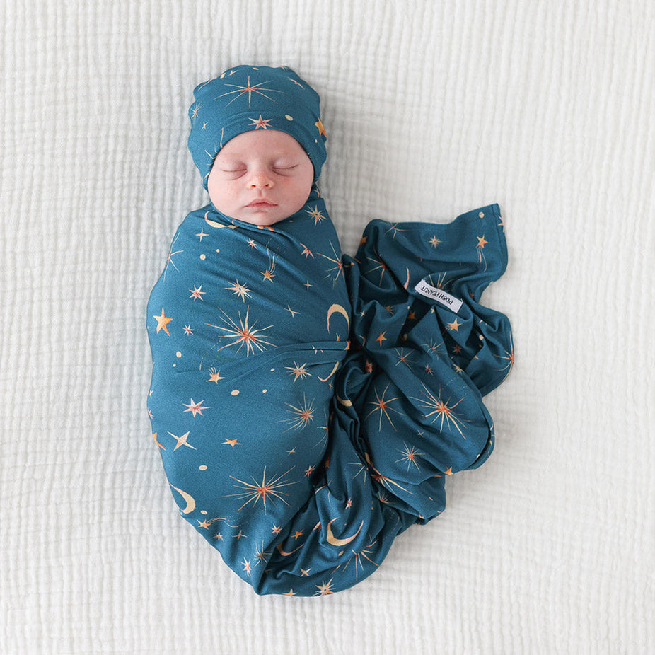 Celestial Stars Swaddle Beanie Set