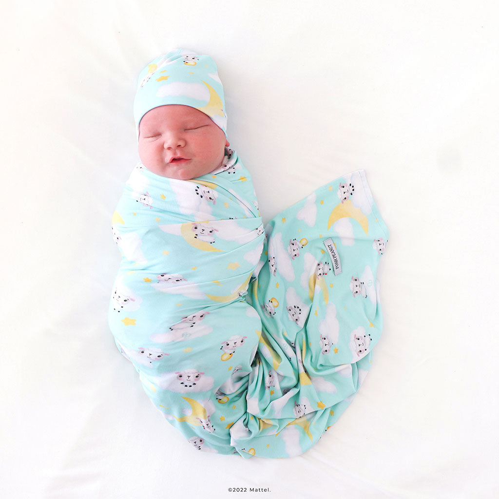 Fisher-Price™ Lamb Swaddle Beanie Set