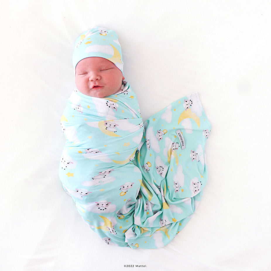 Fisher-Price™ Lamb Swaddle Beanie Set