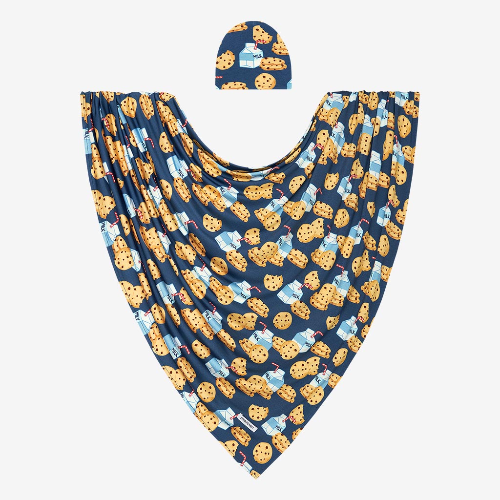 Milk and Cookies Swaddle Beanie Set