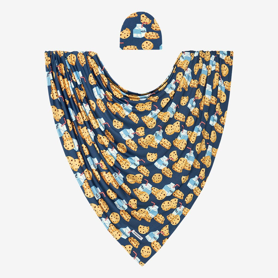 Milk and Cookies Swaddle Beanie Set