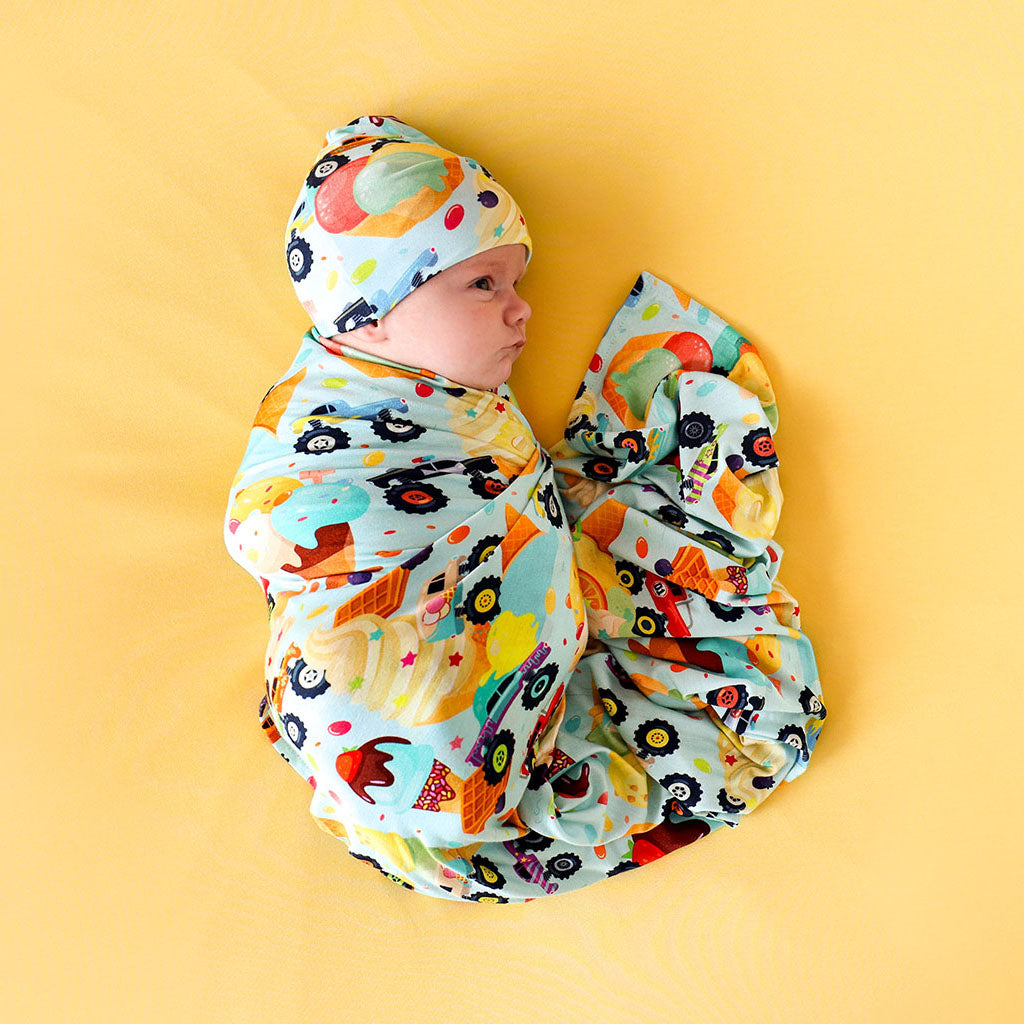 Monster Trucks Swaddle Beanie Set