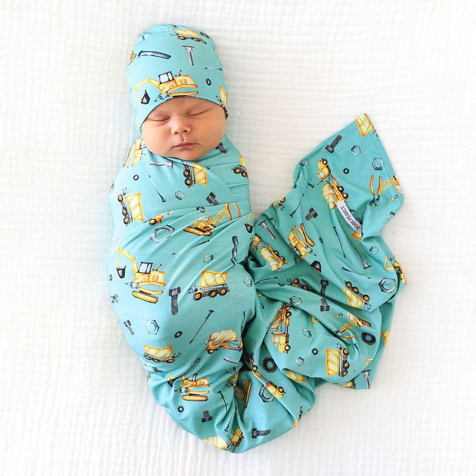 Posh Construction Swaddle Beanie Set