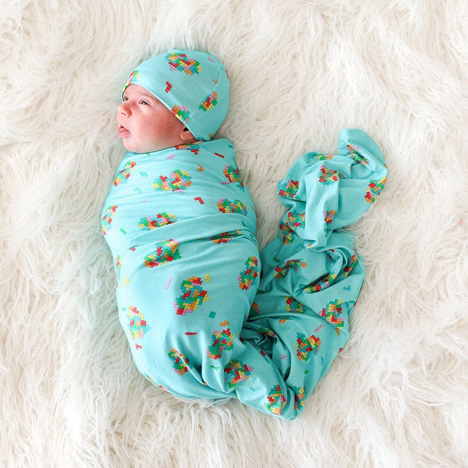 Pixel Hearts Swaddle Beanie Set