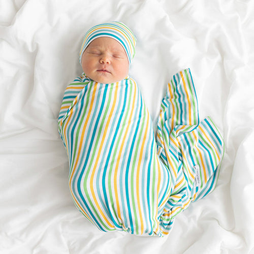 Spunky Stripe Swaddle Beanie Set