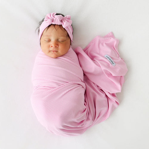 Posh Pink Ribbed Swaddle Headband Set
