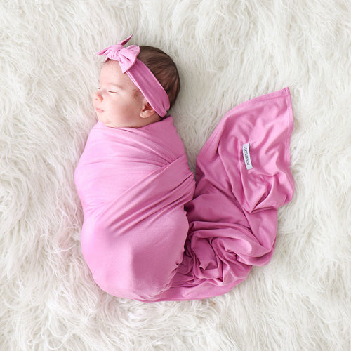 Pink Peony Swaddle Headband Set