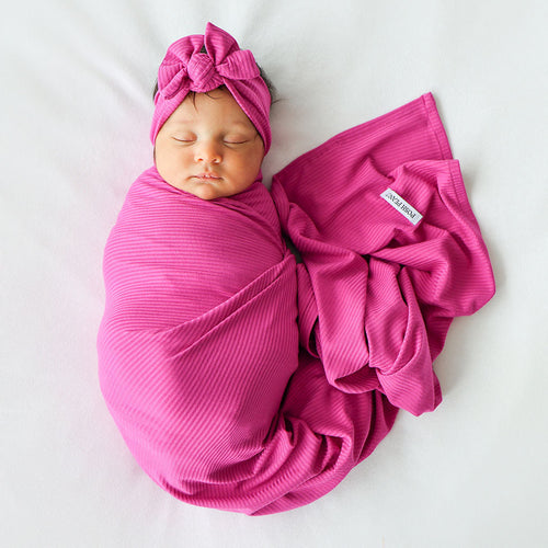 Posh Violet Ribbed Swaddle Headband Set