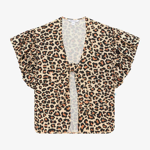 Lana Leopard Tan Kids' Ruffled Cover Up