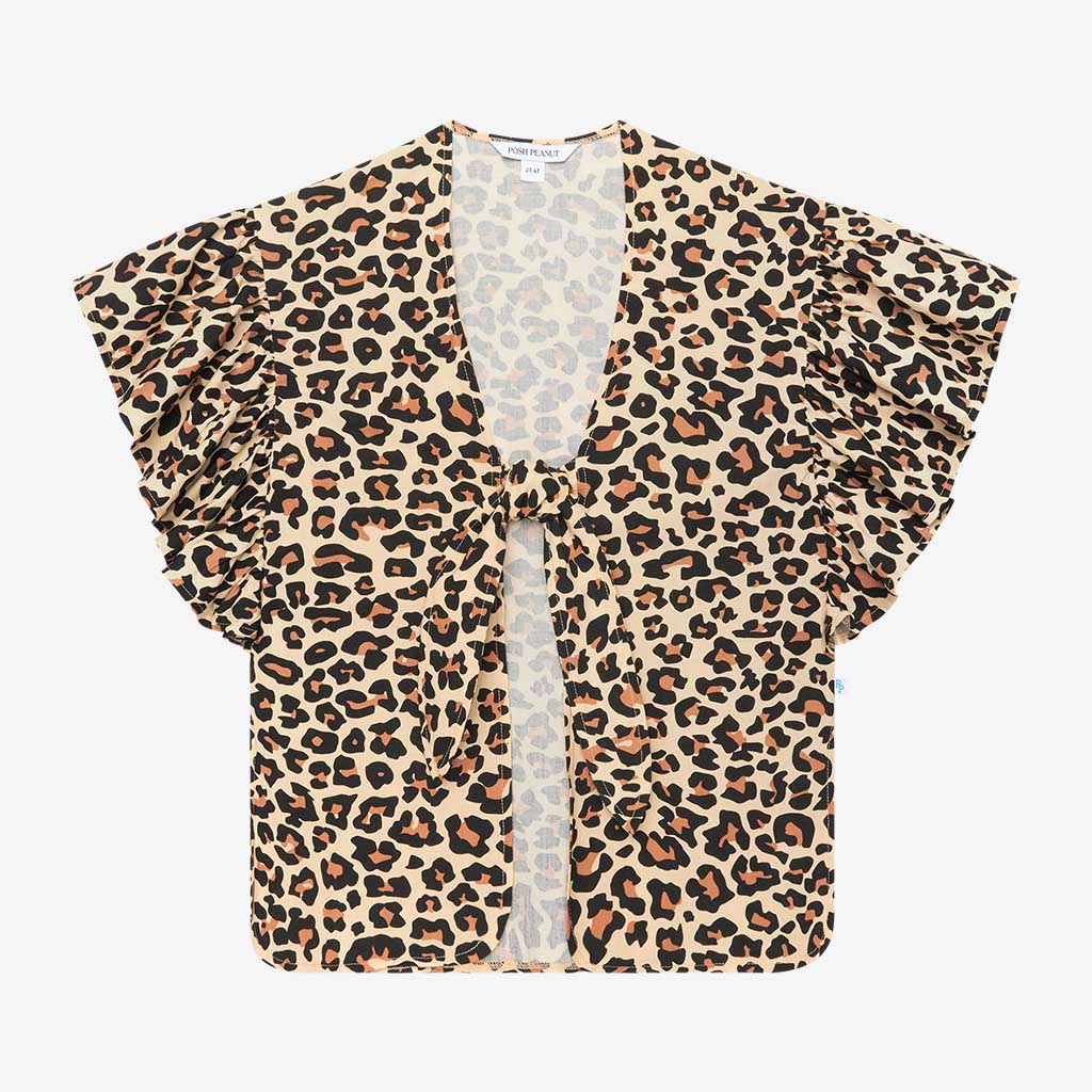 Lana Leopard Tan Kids' Ruffled Cover Up