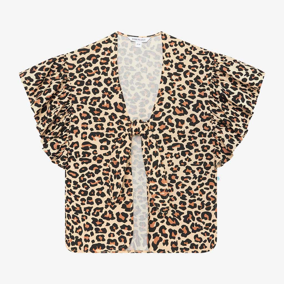 Lana Leopard Tan Kids' Ruffled Cover Up