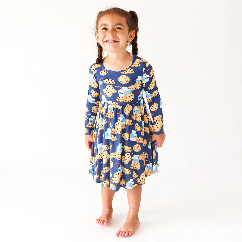 Milk and Cookies Long Sleeve Twirl Dress