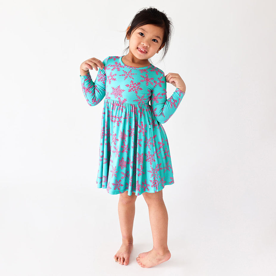 Queen of Snowflakes Long Sleeve Twirl Dress