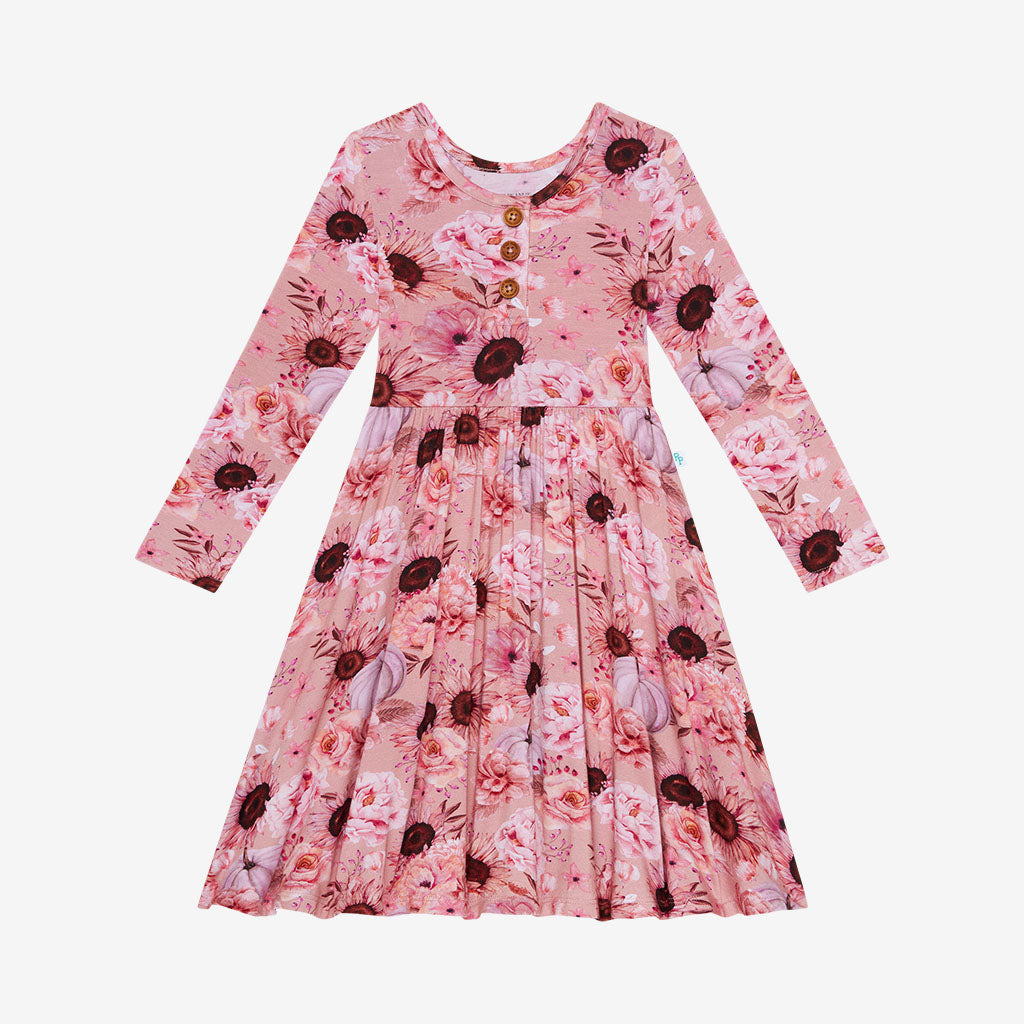 Liliana Long Sleeve Henley Twirl Dress
