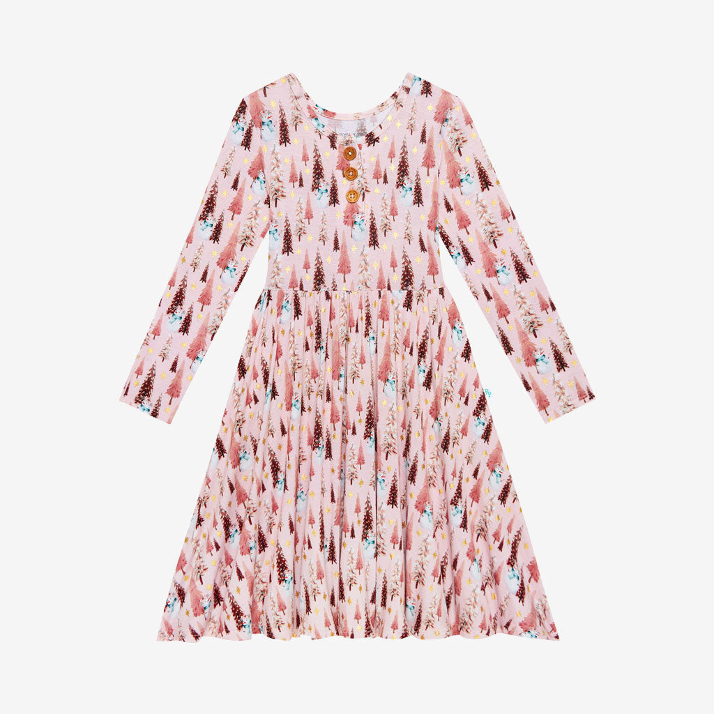 Sparkles Long Sleeve Henley Twirl Dress