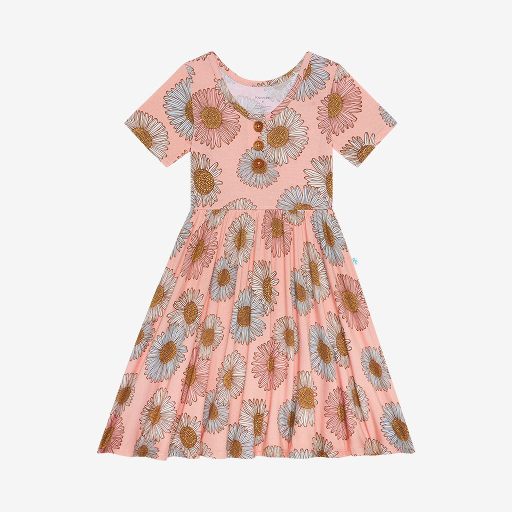 Millie Short Sleeve Henley Twirl Dress