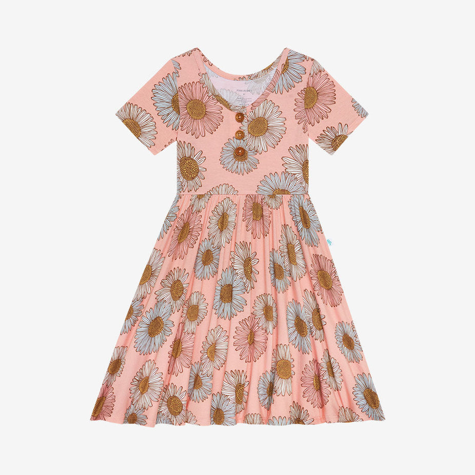 Millie Short Sleeve Henley Twirl Dress