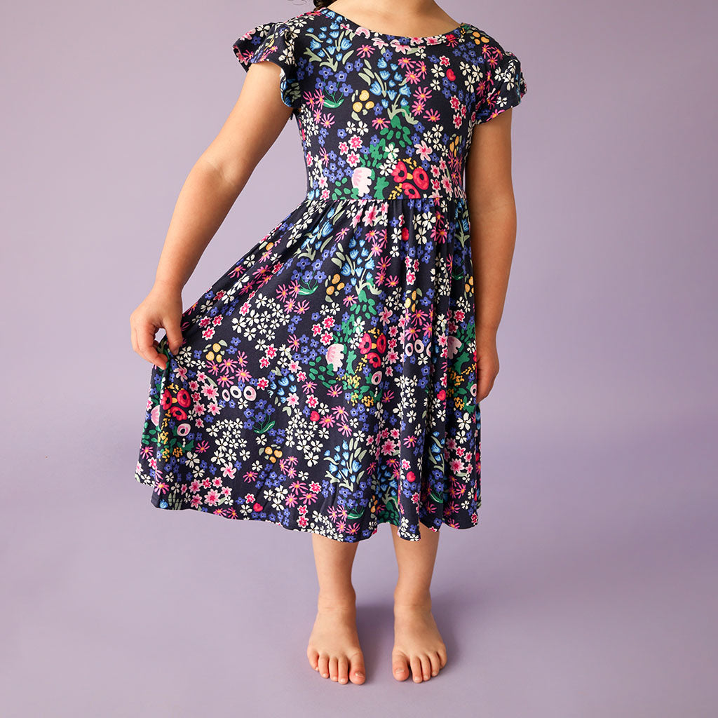 Endra Ruffled Cap Sleeve Twirl Dress