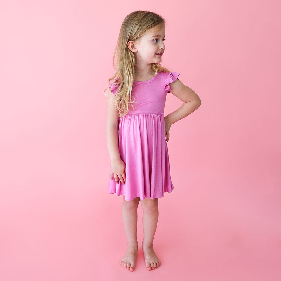 Pink Peony Ruffled Cap Sleeve Twirl Dress