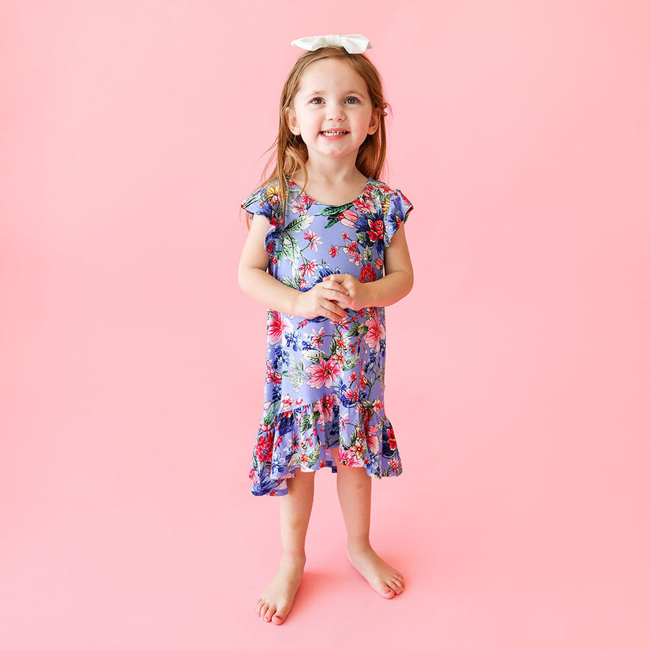 Adana Ruffled Cap Sleeve Hi-Low Dress