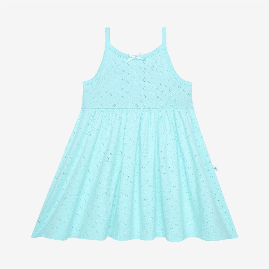 Robins Egg Pointelle Sleeveless Twirl Dress