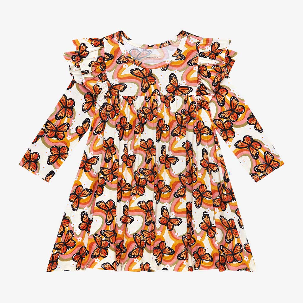 Bowie 3/4 Sleeve Flutter Dress
