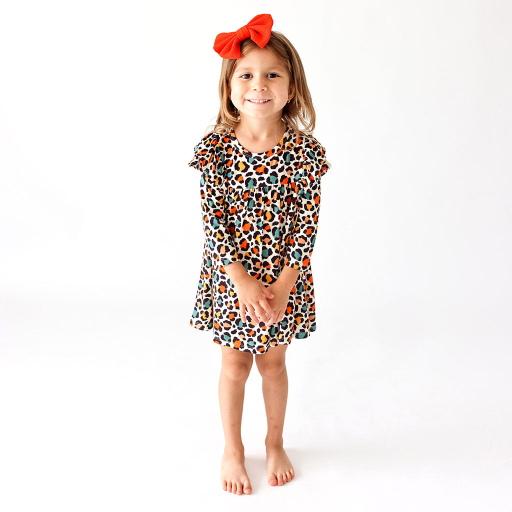 Declan 3/4 Sleeve Flutter Dress