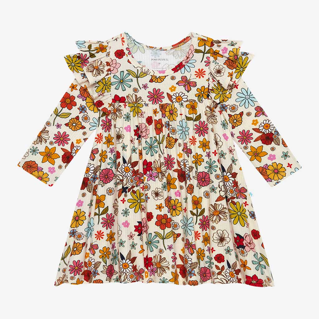 Sarineh 3/4 Sleeve Flutter Dress