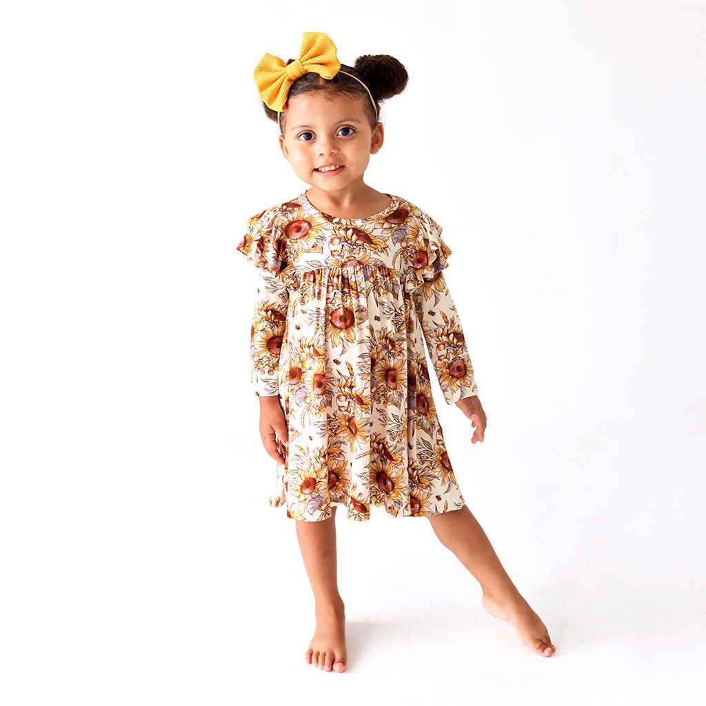 Teagan 3/4 Sleeve Flutter Dress