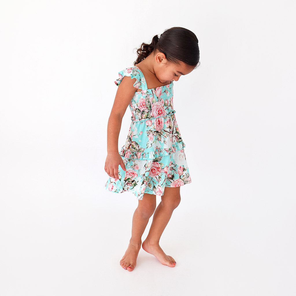 Spring Rose Smocked Babydoll Dress