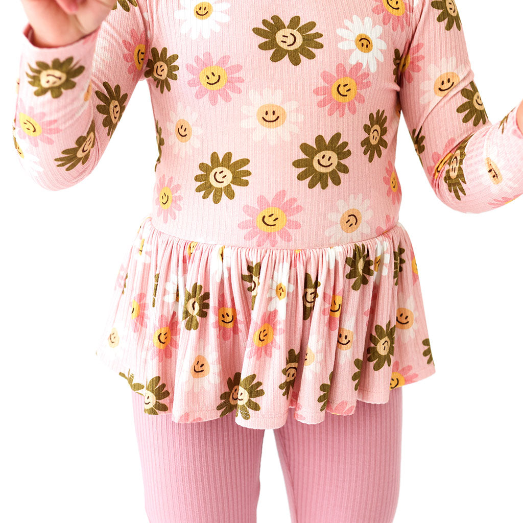 Fall Flower Power Long Sleeve Peplum