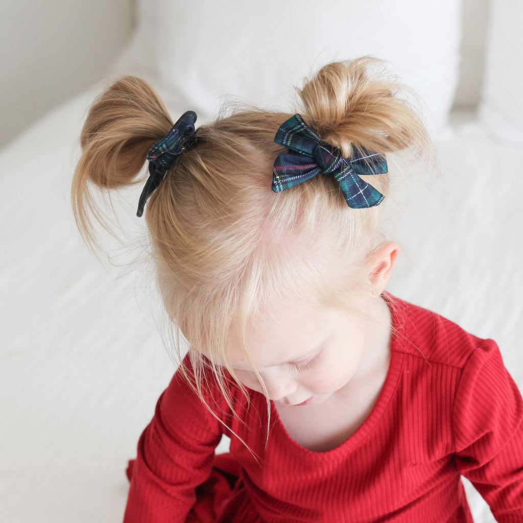 Tartan Plaid Mini Bow Hair Clips