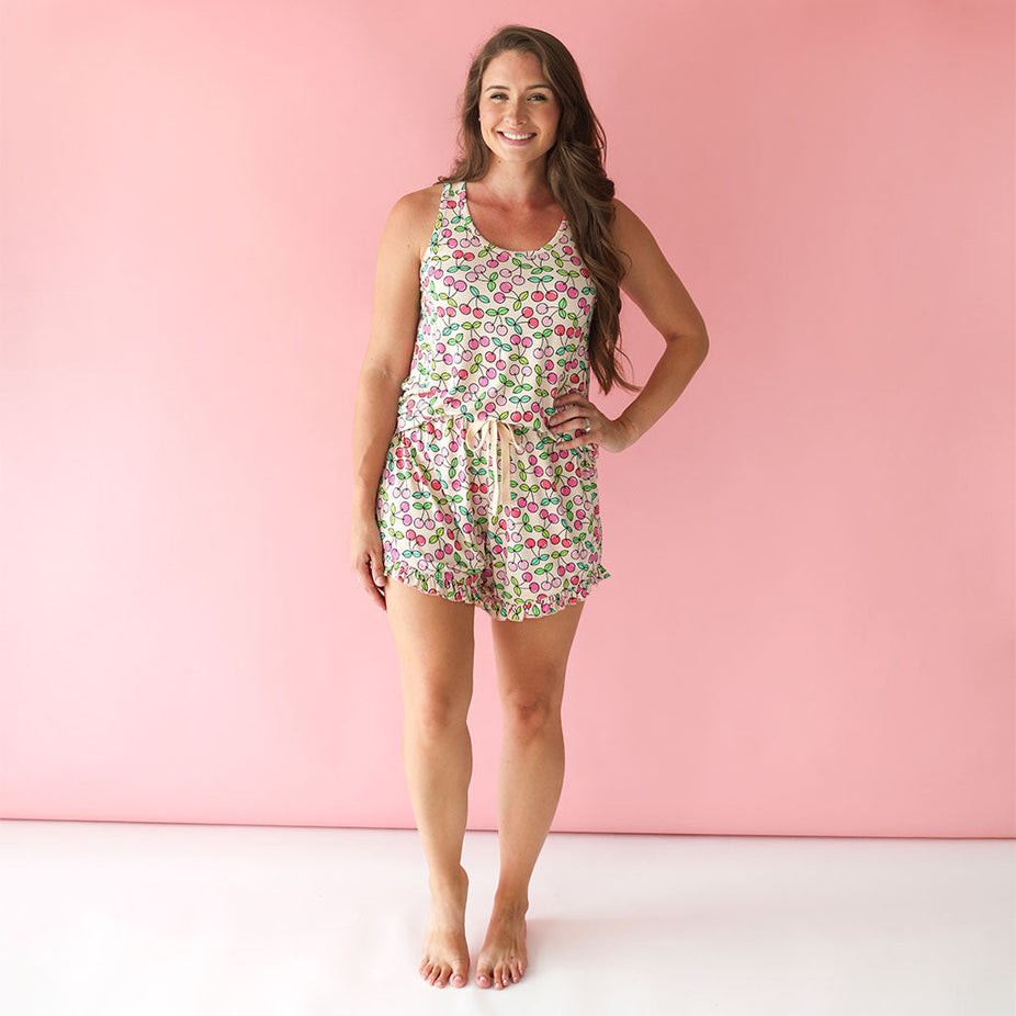 Summer Cherry Women's Tank Ruffled Short Set