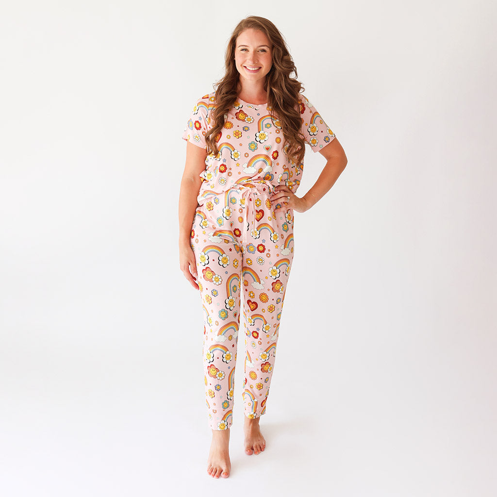 Groovy Rainbow Women's Short Sleeve Scoop Loungewear