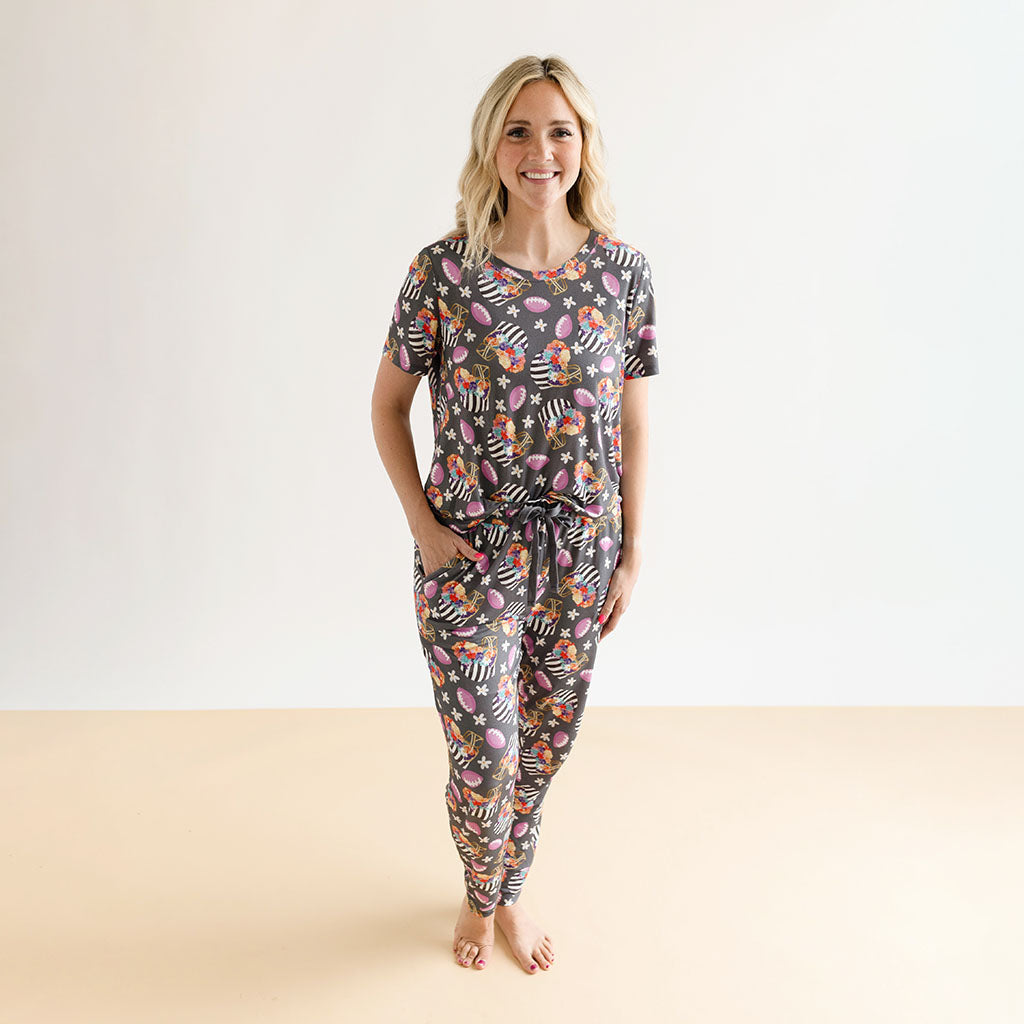 Posh Touchdown Women's Short Sleeve Scoop Loungewear