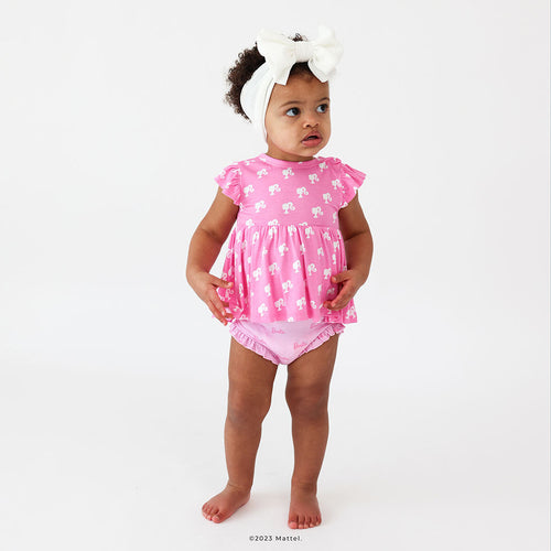 Posh Barbie™ Ruffled Cap Sleeve Peplum Ruffled Bummie Set