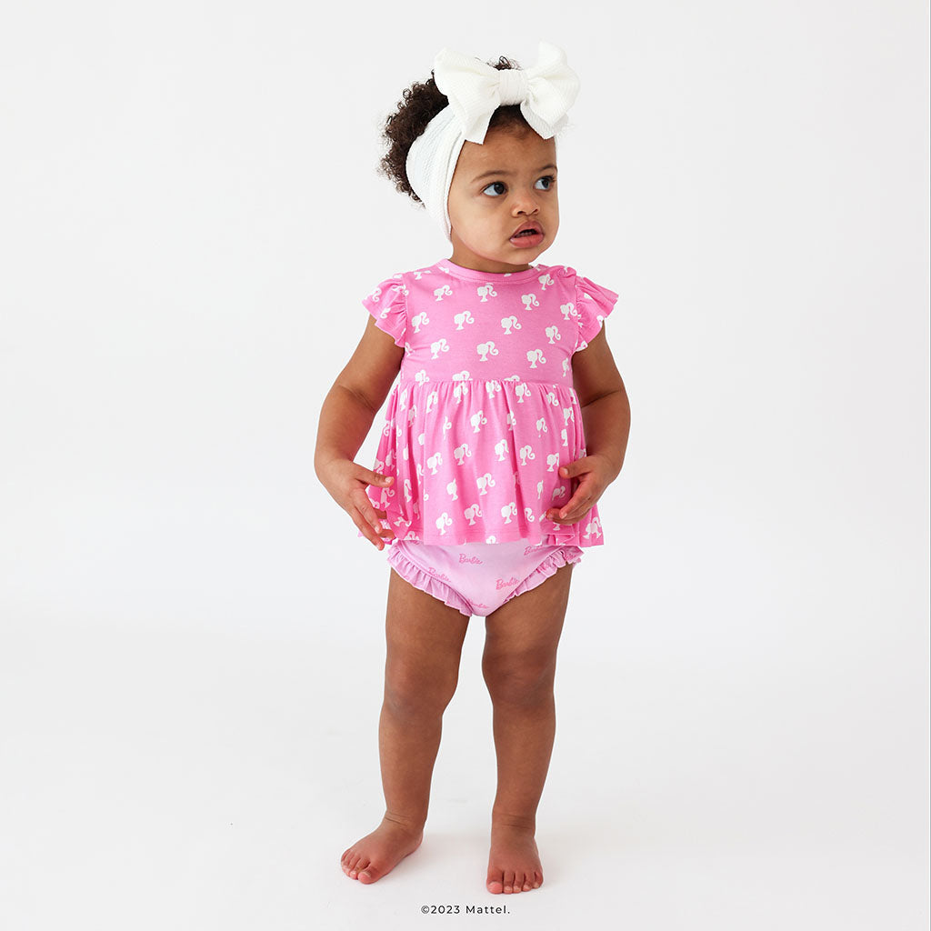 Posh Barbie™ Ruffled Cap Sleeve Peplum Ruffled Bummie Set