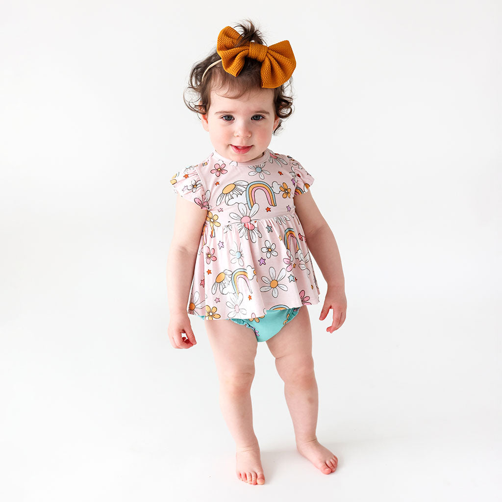 Talulah Ruffled Cap Sleeve Peplum Ruffled Bummie Set