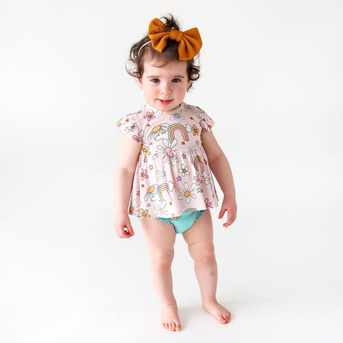 Talulah Ruffled Cap Sleeve Peplum Ruffled Bummie Set