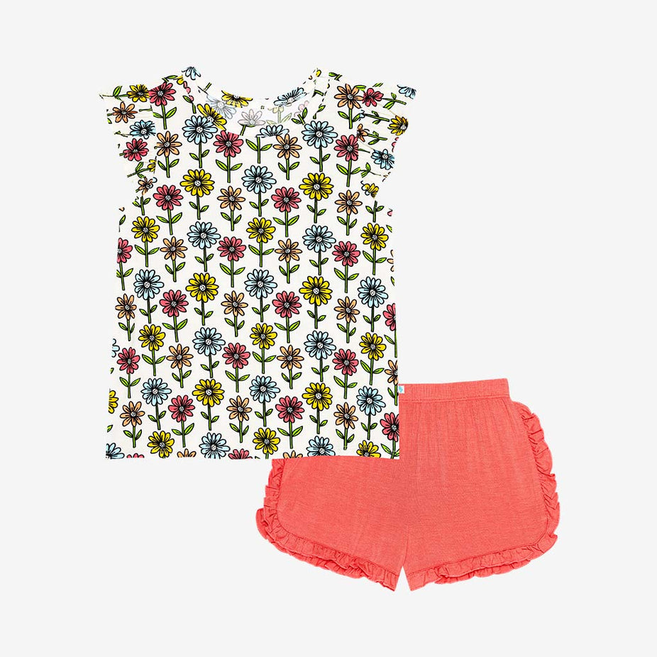 Maya Lynn Ruffled Cap Sleeve Top Ruffled Short Set