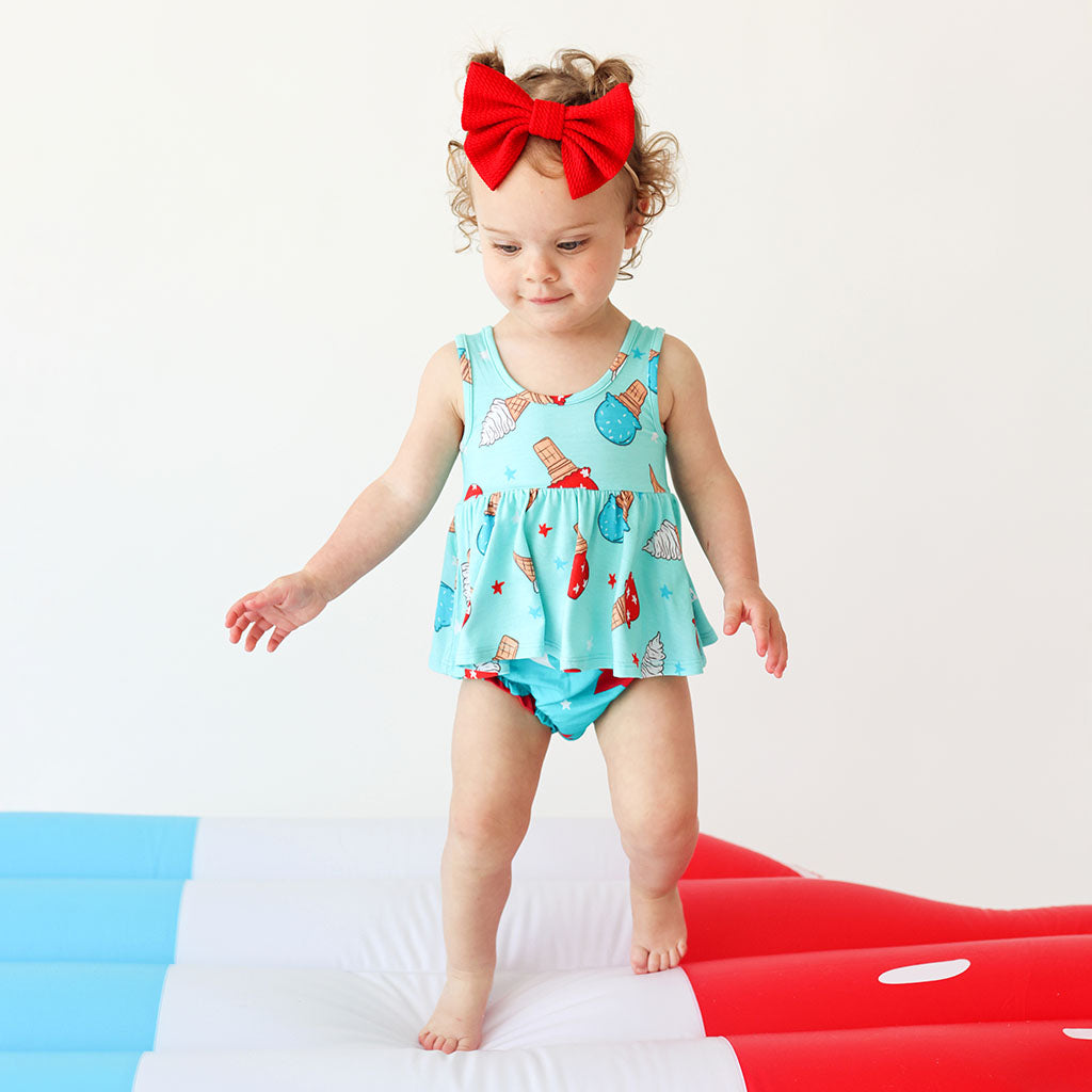 Happy Fourth Peplum Bummie Set