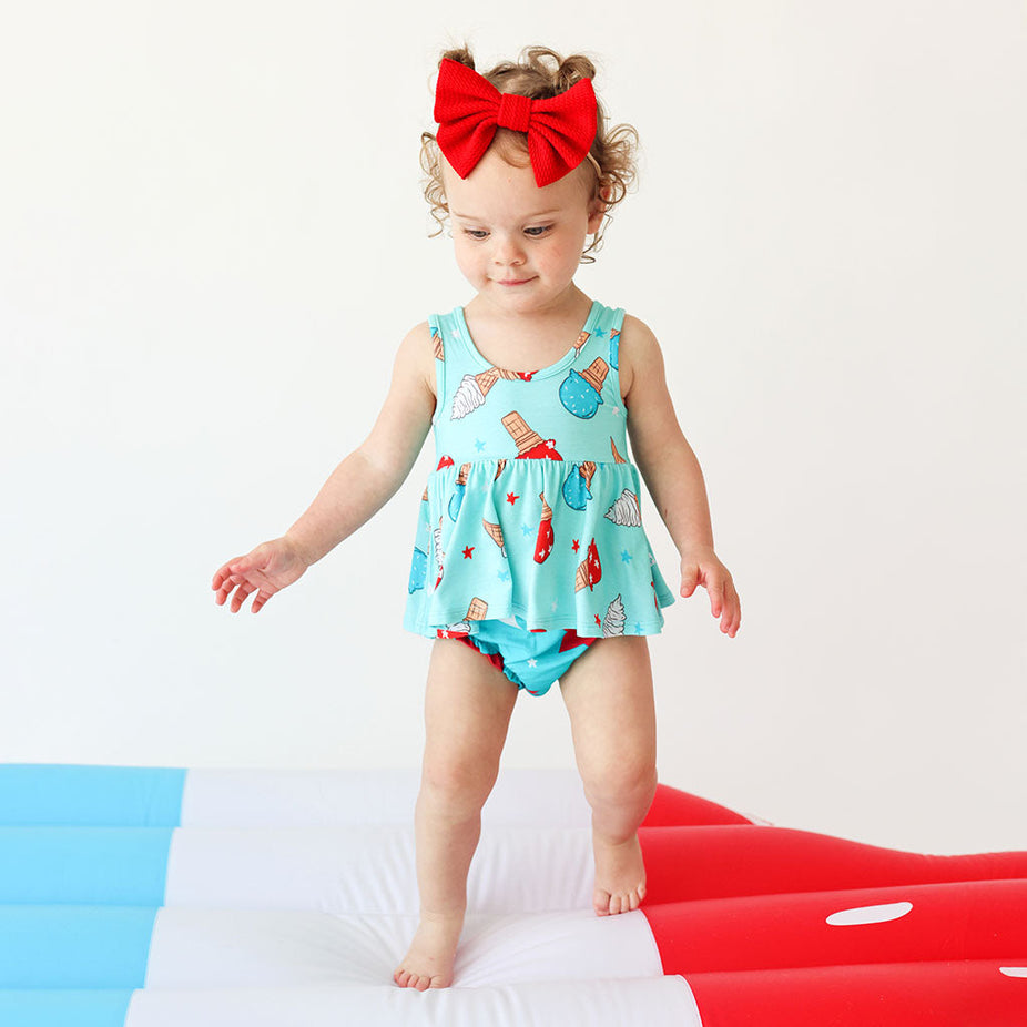 Happy Fourth Peplum Bummie Set