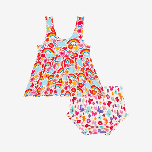 Rainbow Melody Peplum Bummie Set