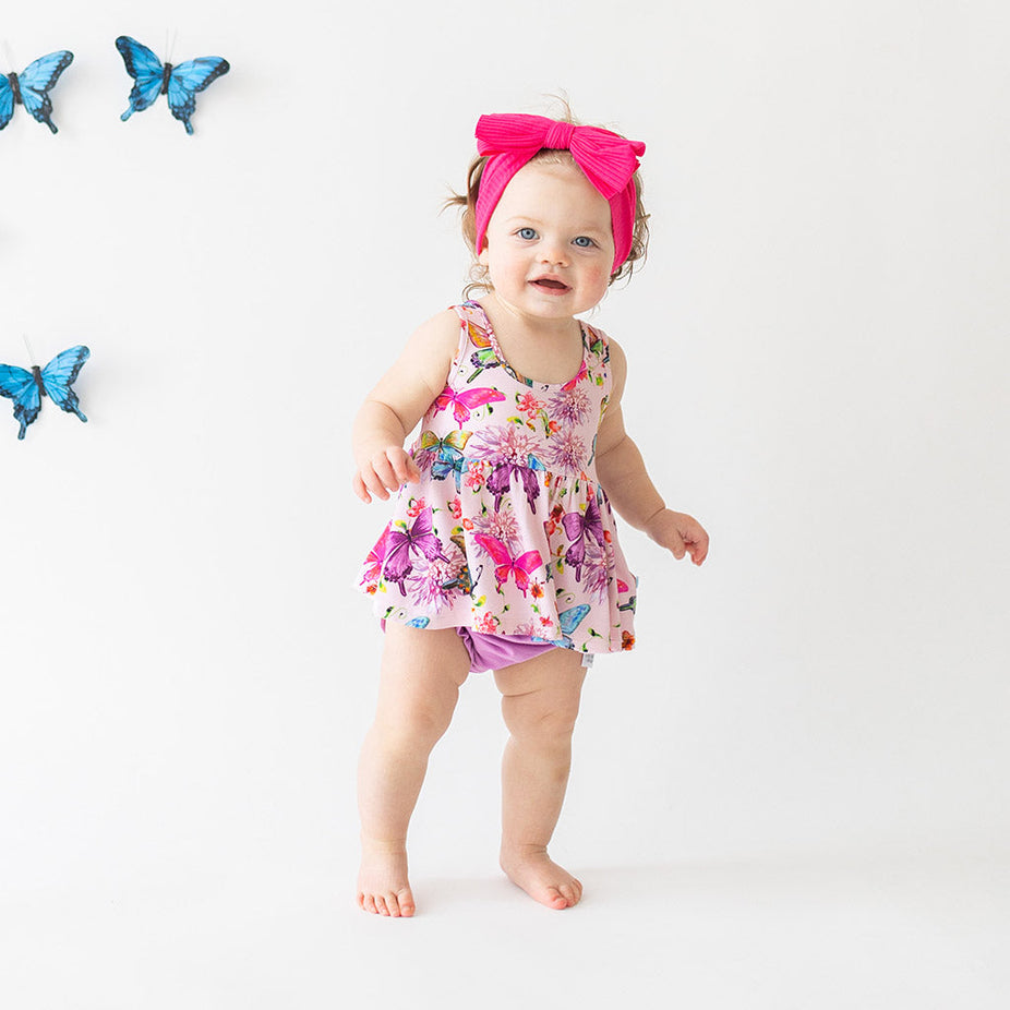 Watercolor Butterfly Peplum Bummie Set
