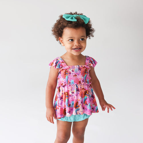 Disney's The Little Mermaid Ariel Smocked Babydoll Bummie Set