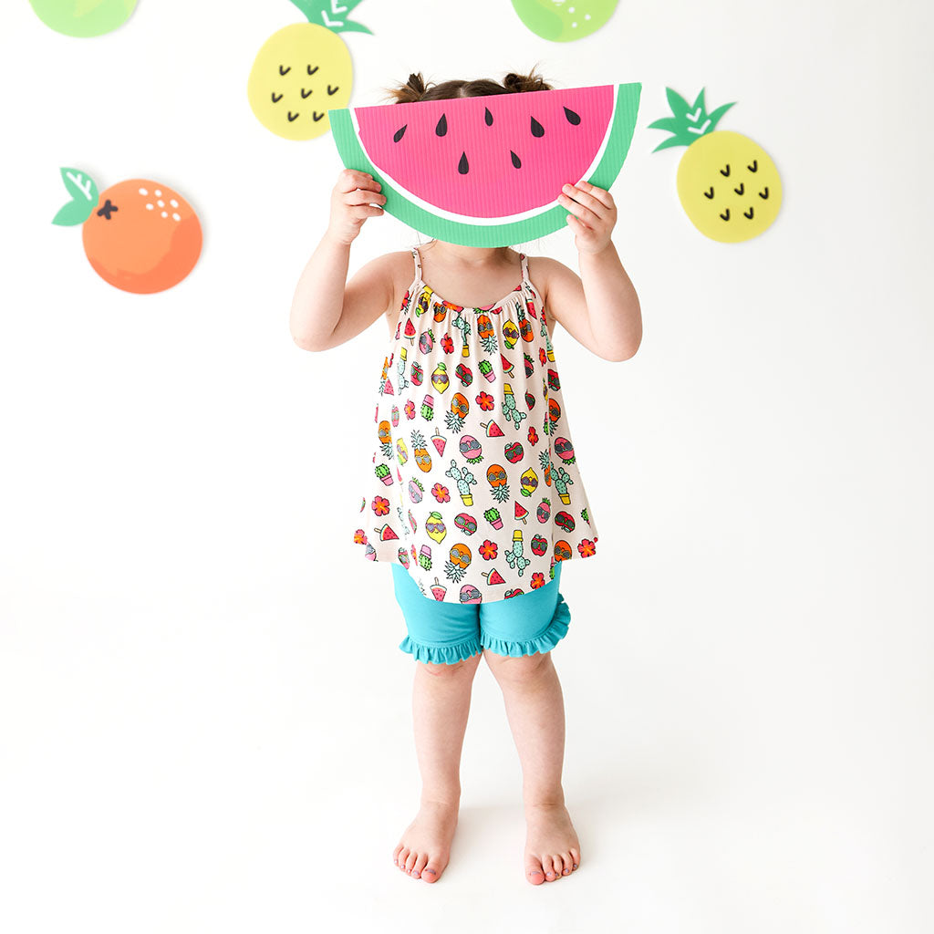 Fruity Summer Tank Ruffled Short Set