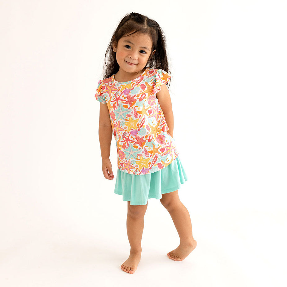 Sandy Ruffled Cap Sleeve Top Skort Set