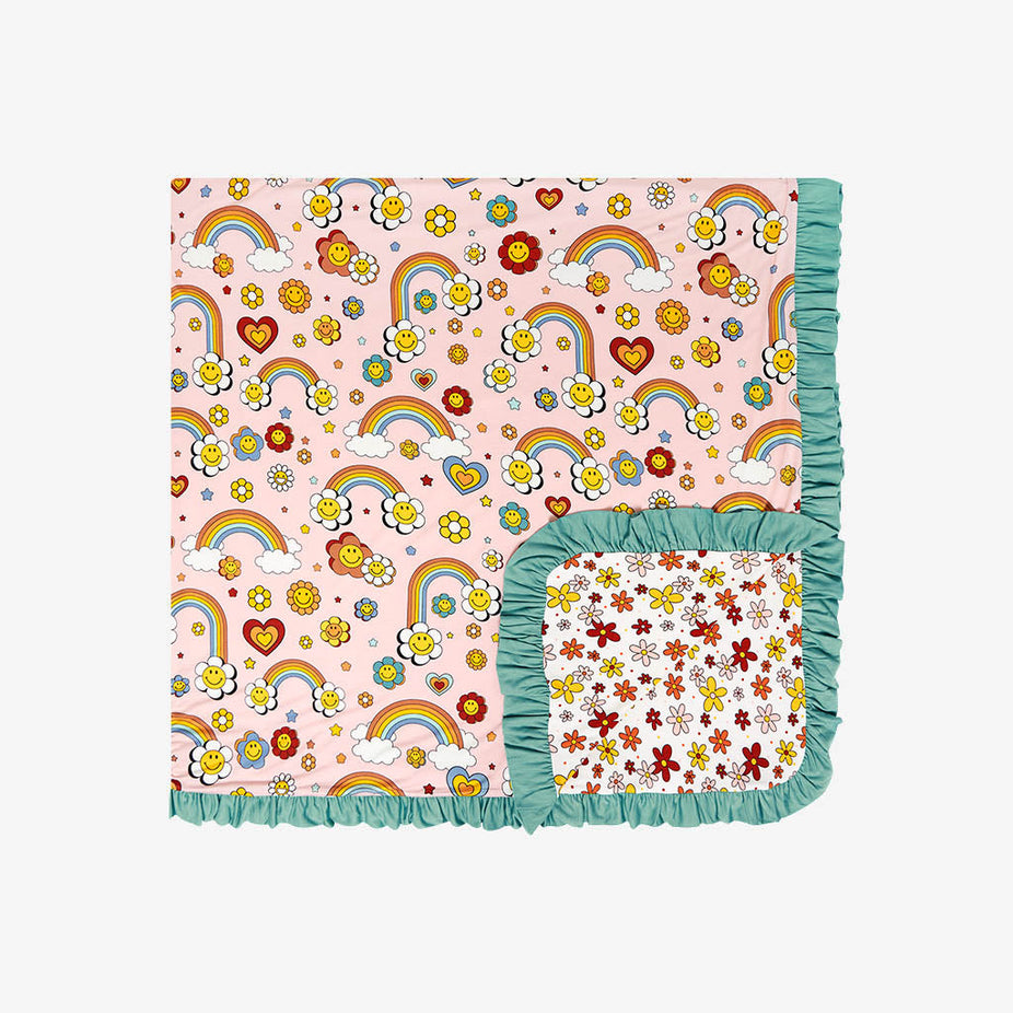 Groovy Rainbow & Evangeline Ruffled Luxe Patoo® Blanket