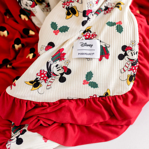 Disney Minnie Mouse Holiday & Holiday Minnie Mouse Polka Dot Ruffled Luxe Patoo® Blanket