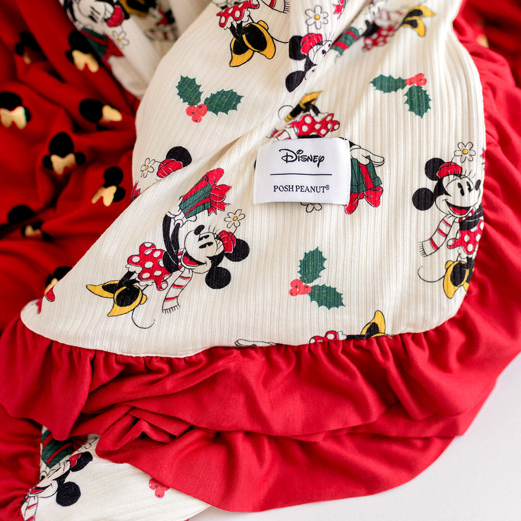 Disney Minnie Mouse Holiday & Holiday Minnie Mouse Polka Dot Ruffled Luxe Patoo® Blanket